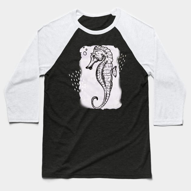 Zen Seahorse Watercolor Sea Horse Baseball T-Shirt by BitterBaubles